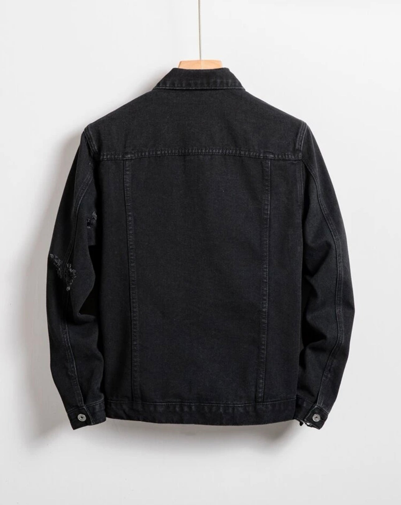 Men Ripped Button Front Denim Jacket