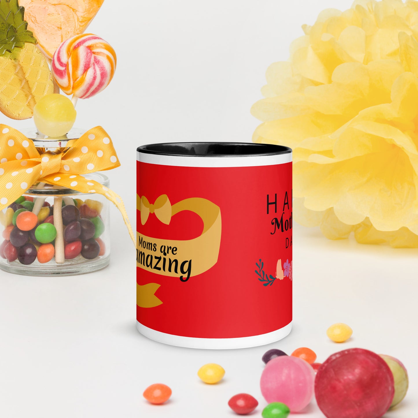 Happy Mothers Day mug with color inside